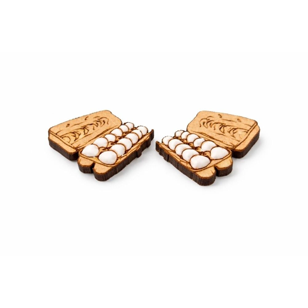 Egg Carton Stud Earrings – Handmade Wooden Novelty Earrings
